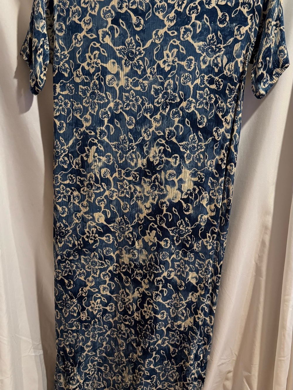Vintage The Planet Blue Floral Rayon Midi Dress XL‎ Boho